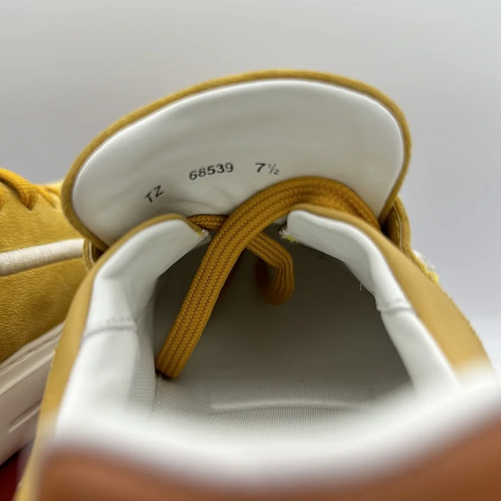Salvatore Ferragamo Borg 12 Mustard Yellow Suede Sneakers Men’s Size 7.5 NIB - Picture 5 of 7